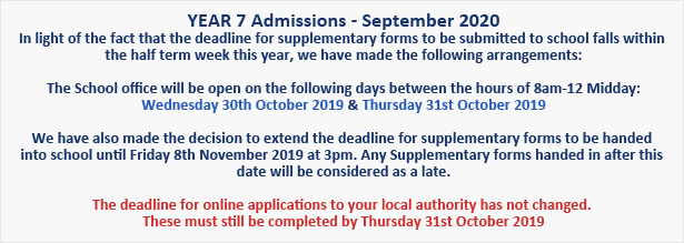 Year 7 Admissions Data 2020